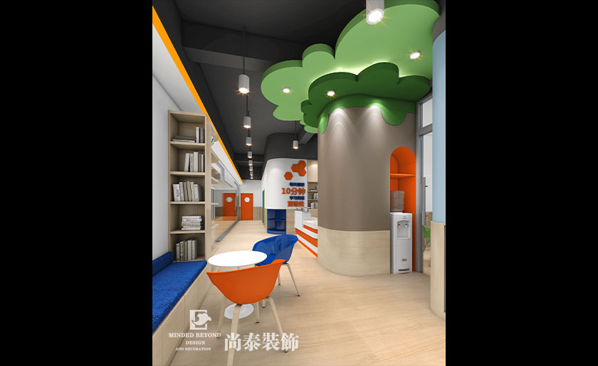 140㎡兒童英語教育空間裝修設(shè)計(jì) | 靈格風(fēng)藍(lán)天成長(zhǎng)計(jì)劃