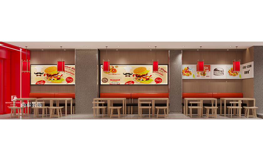 深圳龍崗100平米炸雞漢堡店餐飲店面裝修設(shè)計(jì)